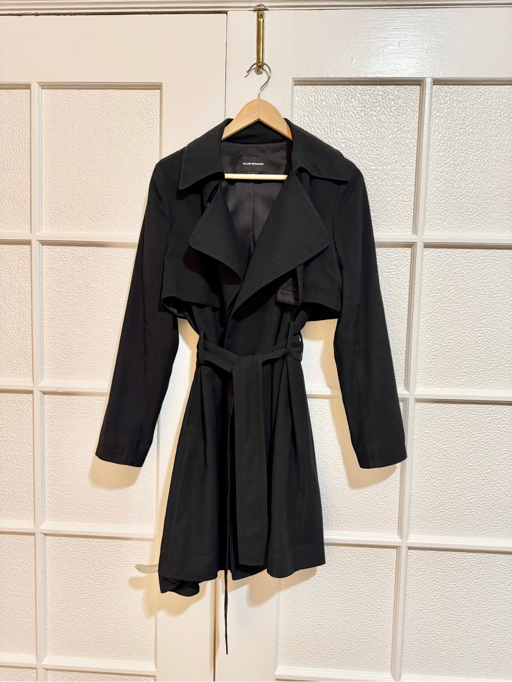 Club Monaco Black Drapey Trench Coat Size Small